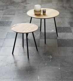 Bout De Canapé NYBO Ø40 Coloris Chêne/noir -Ambiance Maison 100560