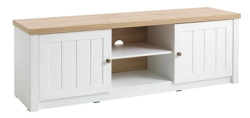 Meuble TV MARKSKEL Blanc/chêne