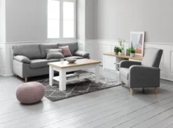 Table Basse MARKSKEL 60x110 Blanc/chêne -Ambiance Maison 115038