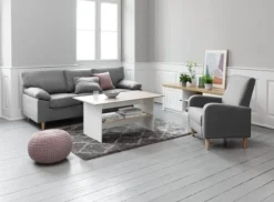 Meuble TV MARKSKEL Blanc/chêne -Ambiance Maison 115314