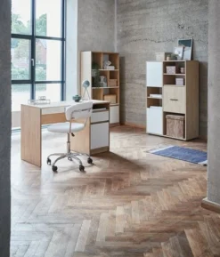 Bibliothèque BILLUND 3portes Blanc/chêne -Ambiance Maison 128838 1