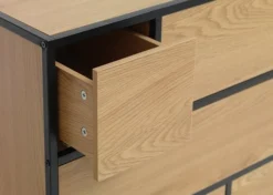 Commode 6 Tiroirs TRAPPEDAL Chêne/noir -Ambiance Maison 131389