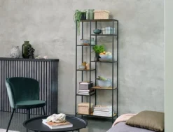 Étagère TRAPPEDAL 7 Tablettes Chêne/noir -Ambiance Maison 132113