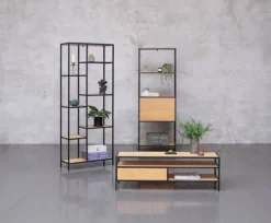 Étagère TRAPPEDAL 7 Tablettes Chêne/noir -Ambiance Maison 132282