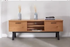 Royal Oak Meuble TV SANDBY 2 Portes Chêne Naturel/noir -Ambiance Maison 132859