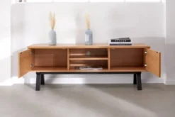 Royal Oak Meuble TV SANDBY 2 Portes Chêne Naturel/noir -Ambiance Maison 132860