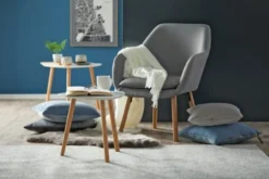 Bout De Canapé TAPS 40x40 Blanc/bambou -Ambiance Maison 133284