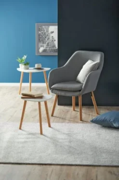 Bout De Canapé TAPS 40x40 Blanc/bambou -Ambiance Maison 133286