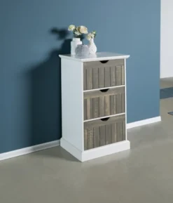 Commode ORLANDO 3 Tiroirs Blanc/gris -Ambiance Maison 137781