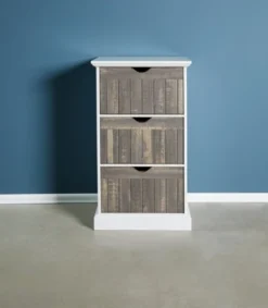 Commode ORLANDO 3 Tiroirs Blanc/gris -Ambiance Maison 137782