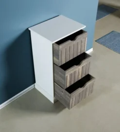 Commode ORLANDO 3 Tiroirs Blanc/gris -Ambiance Maison 137783