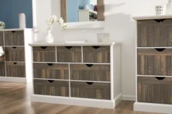 Commode OLDEKROG 6 Tiroirs Blanc/gris -Ambiance Maison 137788 1