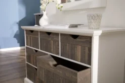 Commode OLDEKROG 7 Tiroirs Blanc/gris -Ambiance Maison 137796