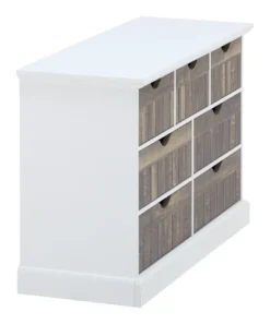 Commode OLDEKROG 7 Tiroirs Blanc/gris -Ambiance Maison 137797