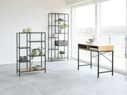 Étagère TRAPPEDAL 7 Tablettes Chêne/noir -Ambiance Maison 139145