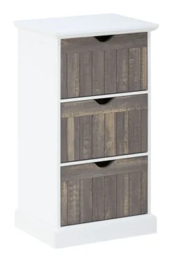 Commode ORLANDO 3 Tiroirs Blanc/gris