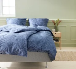 Parure De Lit Percale INES 240x220 Bleu Foncé -Ambiance Maison 161561