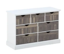 Commode OLDEKROG 7 Tiroirs Blanc/gris