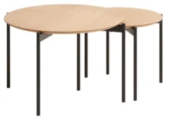 Tables Gigognes BRABRAND Ø70/50 Naturel/noir 2pcs