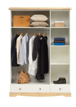 Armoire ROLD 154x216 Blanc/pin -Ambiance Maison 179680