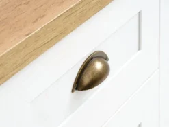 Commode 4 Tiroirs 1 Porte MARKSKEL Blanc/chêne -Ambiance Maison 185890