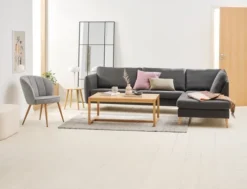 Fauteuil HOLMDRUP Gris/chêne -Ambiance Maison 186222 2