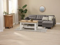 Table Basse MARKSKEL 60x110 Blanc/chêne -Ambiance Maison 189210 1