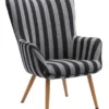 Fauteuil SIMESTED Rayures Tissu Noir/beige