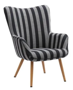 Fauteuil SIMESTED Rayures Tissu Noir/beige