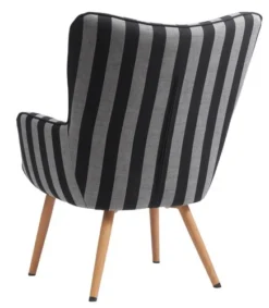 Fauteuil SIMESTED Rayures Tissu Noir/beige -Ambiance Maison 212343