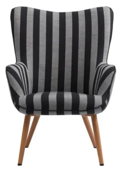 Fauteuil SIMESTED Rayures Tissu Noir/beige -Ambiance Maison 212345