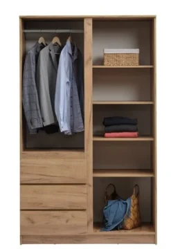 Armoire LIMFJORDEN 120x200 Combi Coloris Chêne Naturel -Ambiance Maison 213401