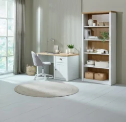 Bibliothèque MARKSKEL 5 Tablettes Blanc/chêne -Ambiance Maison 214567