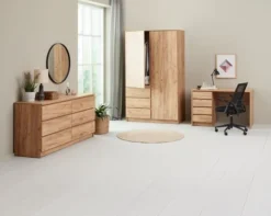 Armoire LIMFJORDEN 120x200 Combi Coloris Chêne Naturel -Ambiance Maison 214572