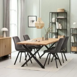 Étagère TRAPPEDAL 5 Tablettes Chêne/noir -Ambiance Maison 215222