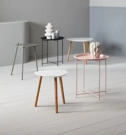 Bout De Canapé TAPS 40x40 Blanc/bambou -Ambiance Maison 216457