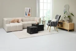 Fauteuil SIMESTED Rayures Tissu Noir/beige -Ambiance Maison 219560 1