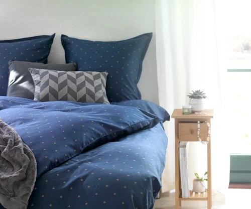 Parure De Lit Satin STELLA 240x220 Bleu 2 Parure De Lit Satin STELLA 240x220 Bleu – Image 2