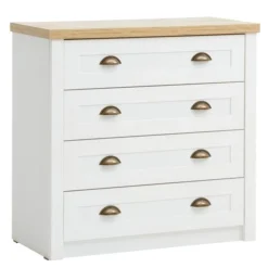 Commode 4 Tiroirs MARKSKEL Blanc/coloris Chêne