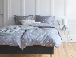 Parure De Lit Satin ANE 240x220 Gris -Ambiance Maison 86913