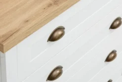 Commode 4 Tiroirs MARKSKEL Blanc/coloris Chêne -Ambiance Maison 86997