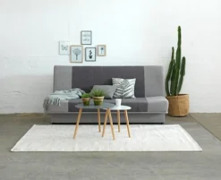 Bout De Canapé TAPS 40x40 Blanc/bambou -Ambiance Maison 87496