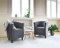 Bout De Canapé TAPS 40x40 Blanc/bambou -Ambiance Maison 87568