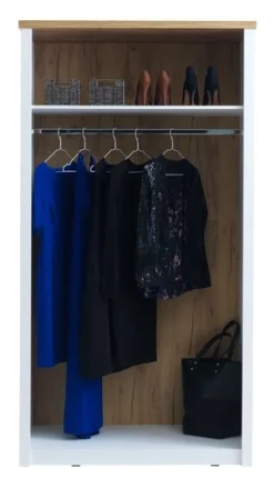 Armoire MARKSKEL 112x210 Blanc/chêne -Ambiance Maison 98884