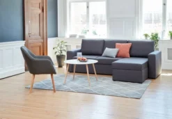 Fauteuil UDSBJERG Tissu Gris/chêne -Ambiance Maison 99715