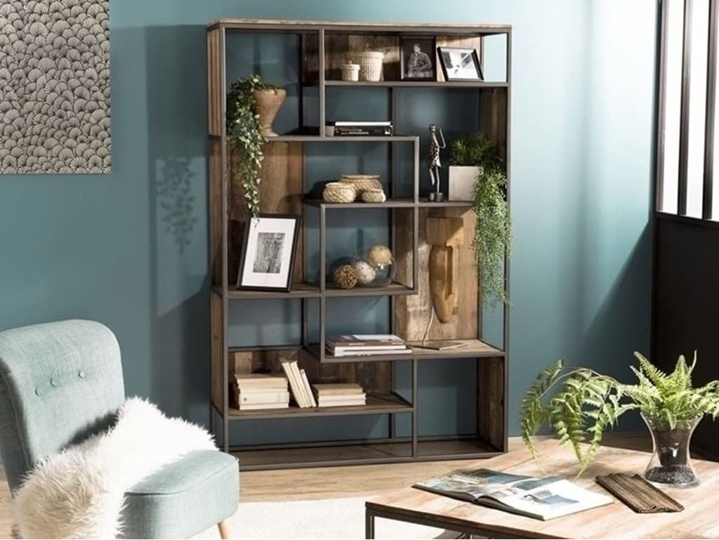 Devant 72 Devant -Ambiance Maison bibliotheque teck recycle santa ana